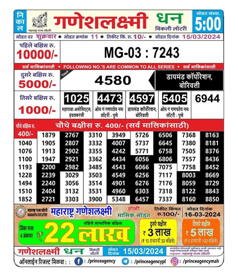 maharashtra ganesh laxmi lottery